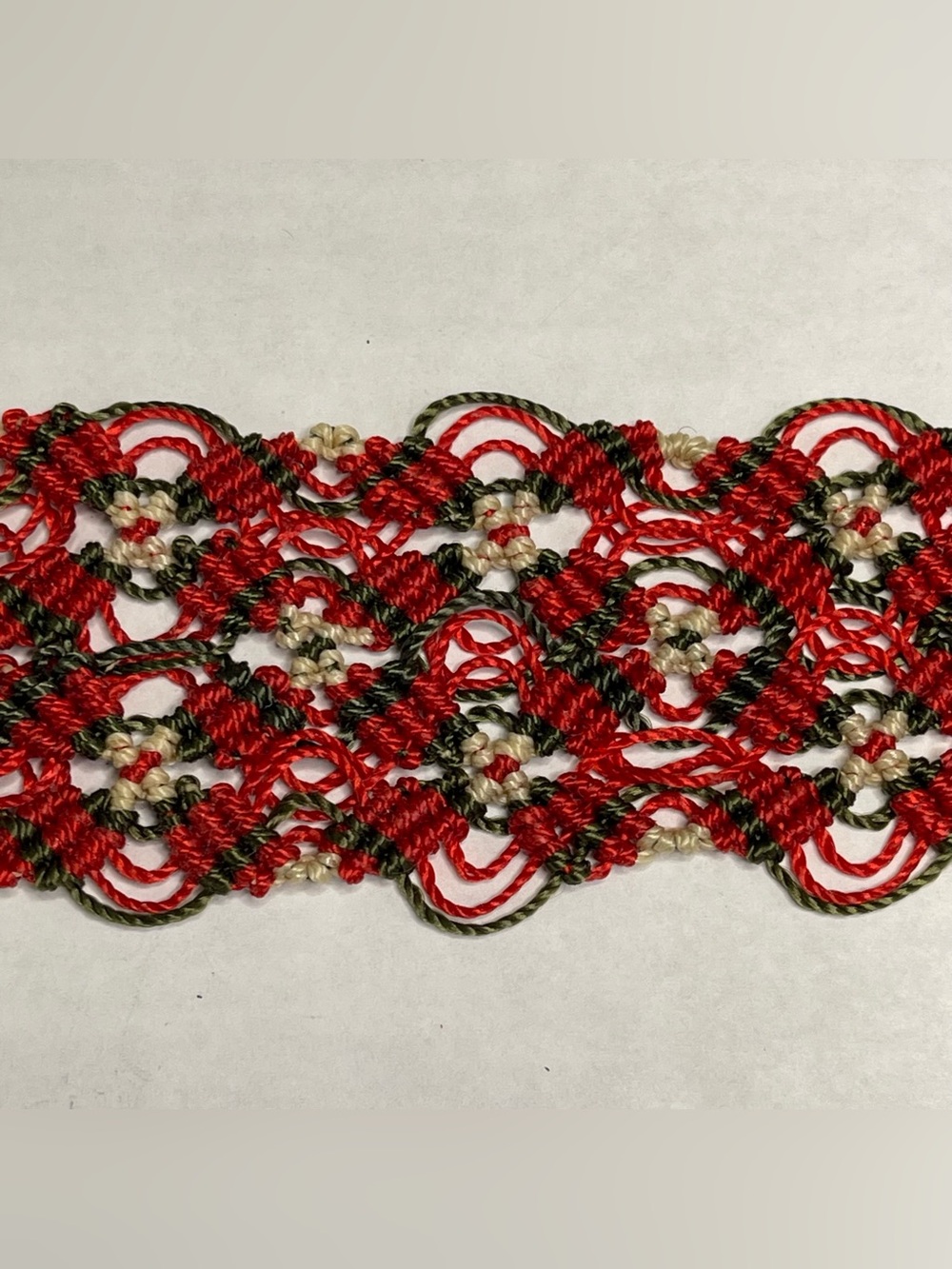 VTG Hand Made Artisan Sicily Italy 1980s Crochet Tatted Lace Tricolor Bookmark